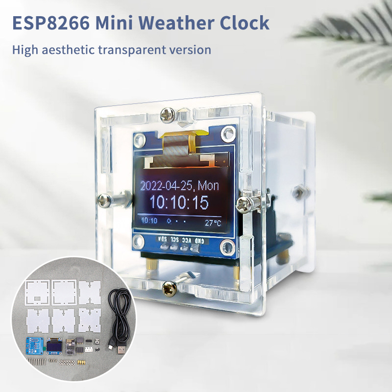 Electronics Project Kit - Kit de Reloj Meteorológico Mini ESP8266,